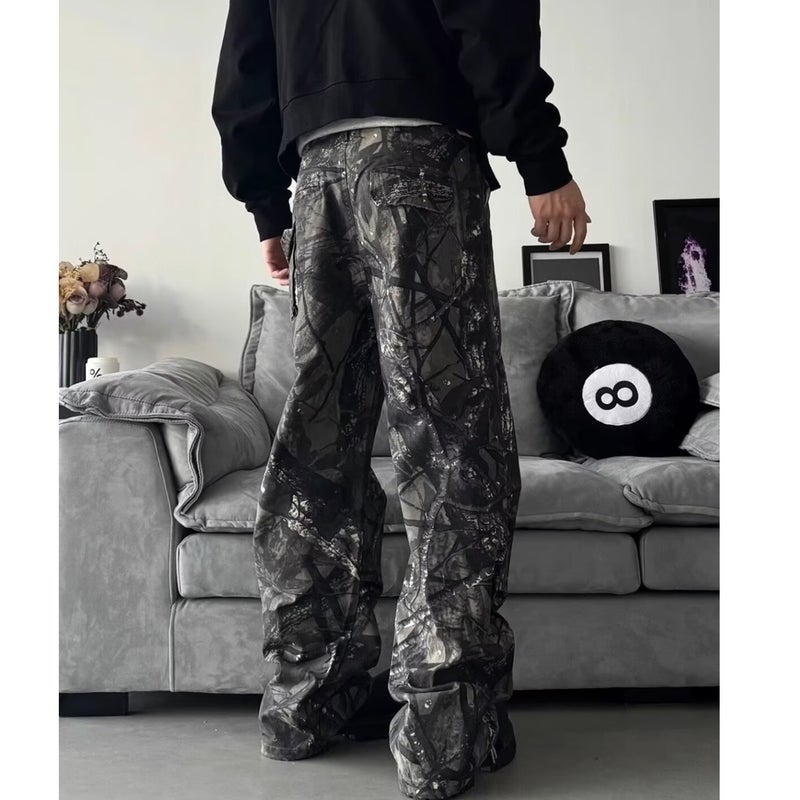 Camouflage Overalls Jeans Men'S Summer American Style High Street Design Sense Niche Loose Straight Casual Pants - Image 5